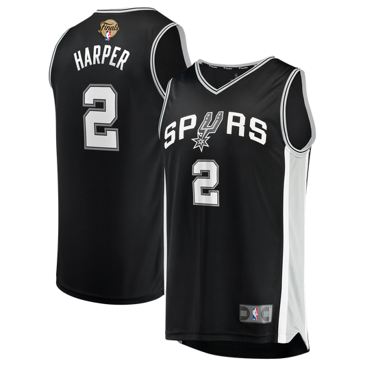 Dylan Harper San Antonio Spurs Fanatics 2026 NBA Finals Patch Fast Break Jersey - Icon Edition - Black