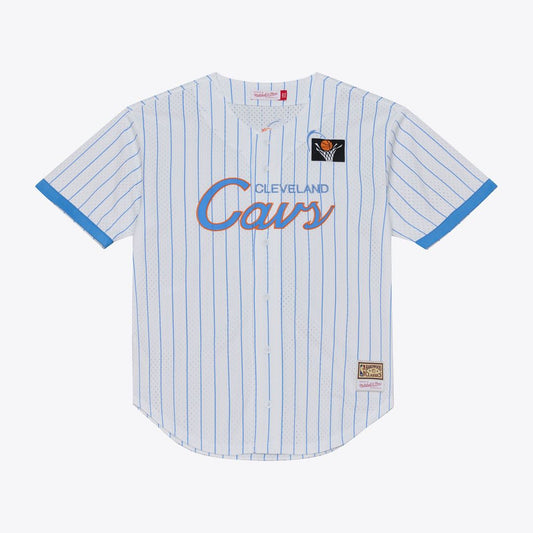 Cleveland Cavaliers Mitchell & Ness Head Coach Pinstripe Mesh Full-Button Baseball Jersey - White