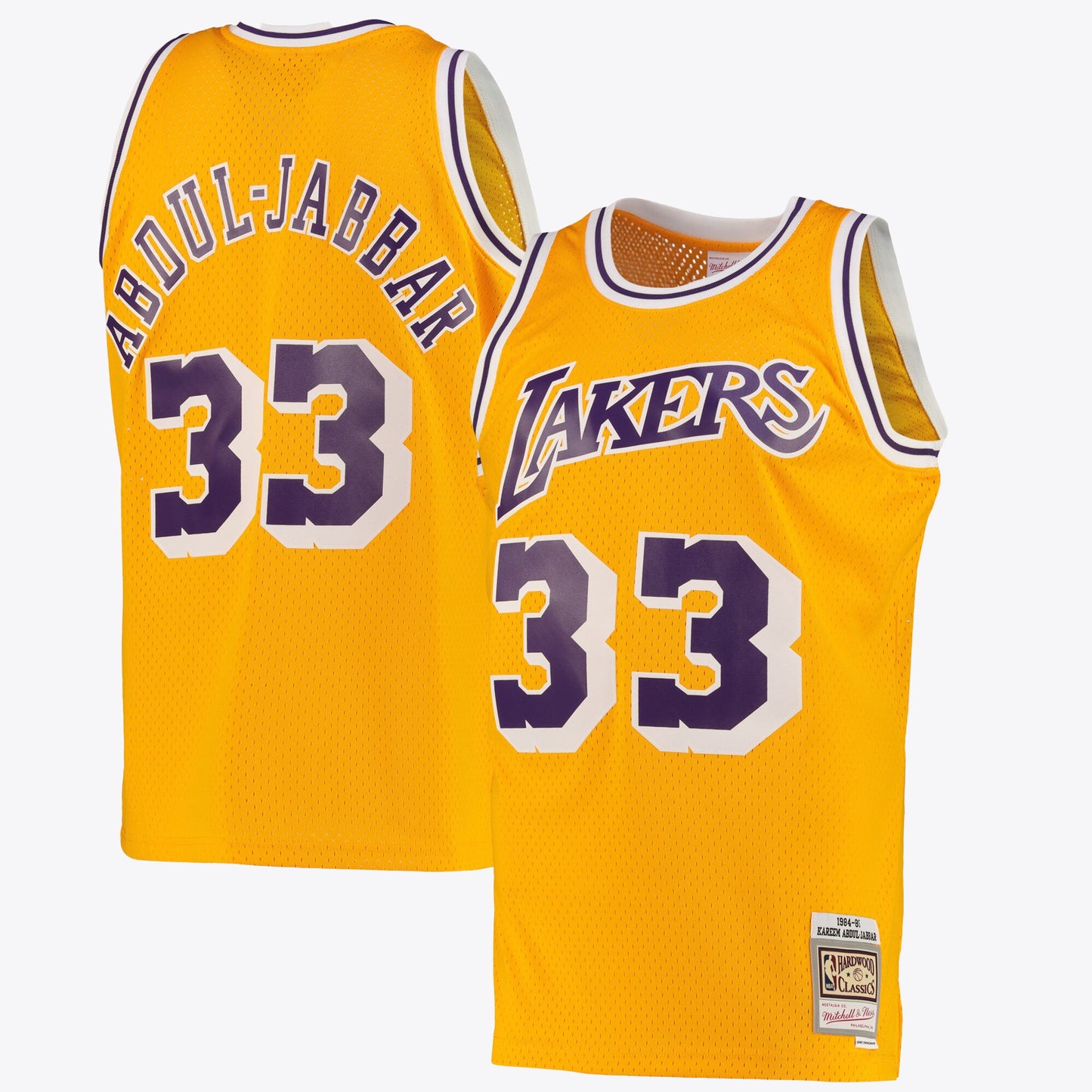 Los Angeles Lakers Kareem Abdul-Jabbar Road Swingman Jersey By Mitchell & Ness - Light Gold - Mens
