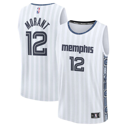 Ja Morant Memphis Grizzlies Fanatics Youth 2025/26 City Edition Fast Break Jersey - White