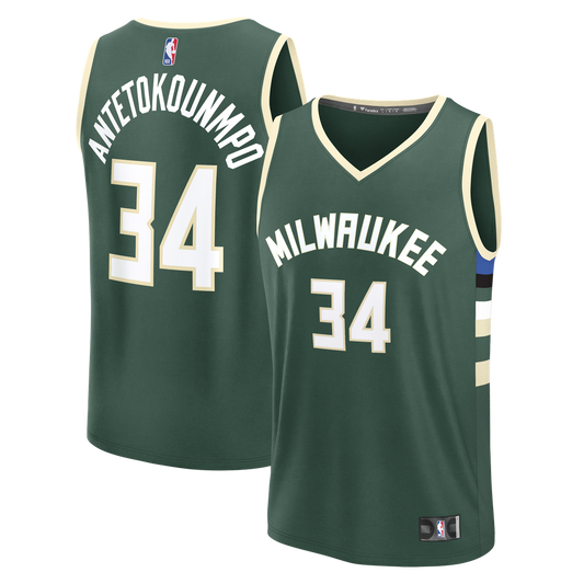 Giannis Antetokounmpo Milwaukee Bucks Fanatics Youth Fast Break Replica Player Jersey - Icon Edition - Hunter Green